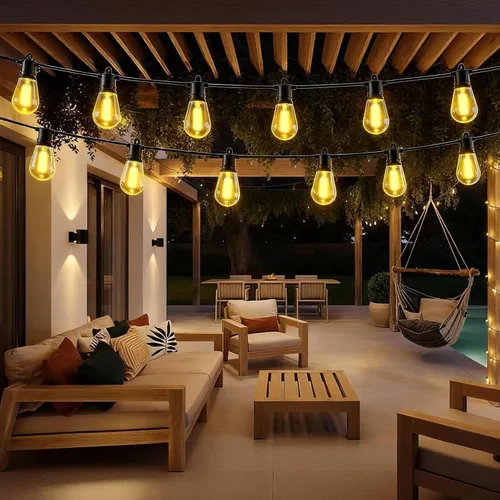 Miniatura 7 de Luces de Cadena para Exteriores 50 pies IP65 Impermeables Luces de Patio con 15 + 2 Bombillas LED Irrompibles Grado Comercial Luces de Cadena LED