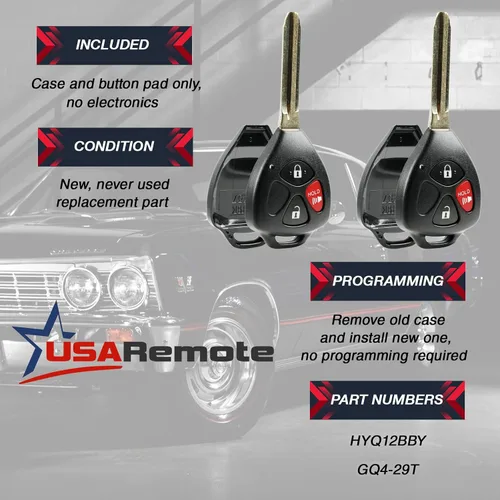 Miniatura 3 de Carcasa para llavero Scion Toyota Pontiac 2006-2014 y almohadilla para control remoto sin llave (HYQ12BBY, MOZB41TG, GQ4-29T), juego de 2