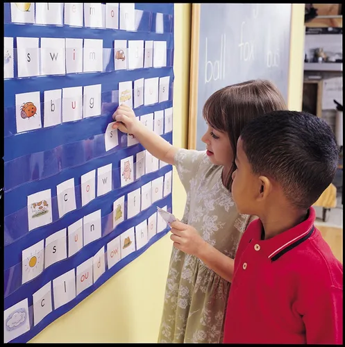 Miniatura 3 de Learning Resources Tabla de bolsillo estándar: tabla de bolsillo colgante para aula, gráficos centrales para aula, tiras de oraciones