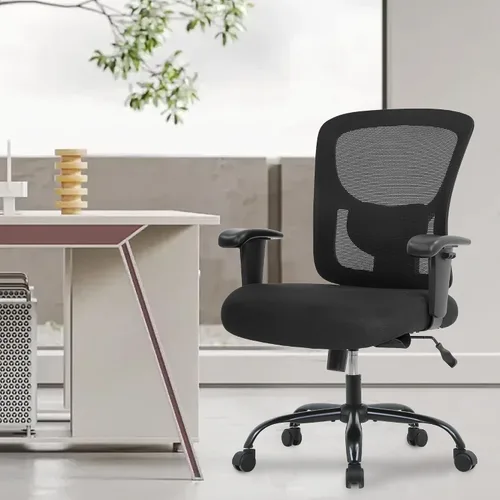 Miniatura 2 de Silla de escritorio ergonómica, silla de oficina, silla de computadora de 500 libras con soporte lumbar, asiento ancho, brazos ajustables