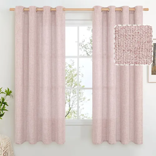 Miniatura 56 de BGment Cortinas de Lino Beige de 63 Pulgadas de Largo 2 Paneles - Tratamientos para Ventanas con Textura de Arpillera Filtrantes de Luz Cortinas