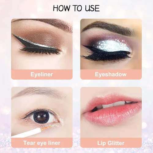 Miniatura 6 de Erinde Delineador de ojos con purpurina líquida, delineador de sombra de ojos con purpurina metálica, delineador de ojos de color de alto pigmento