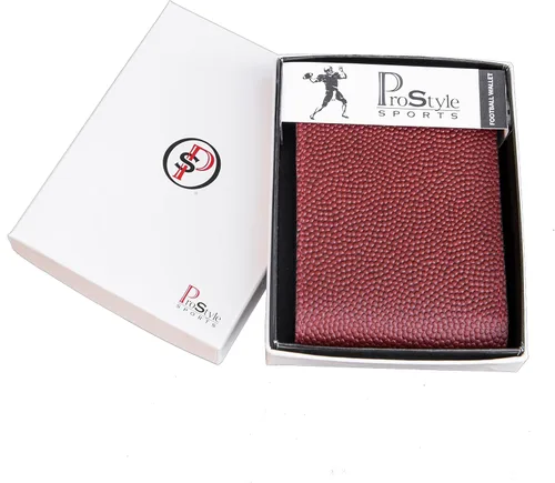Miniatura 3 de Cartera deportiva de cuero genuino de fútbol para hombre, Rojo -, Billetera plegable