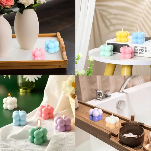 Miniatura 7 de Konrisa Moldes de vela de burbujas 3D, moldes de silicona con 15 cavidades para hacer velas de cera de soja, moldes de pastel de burbujas