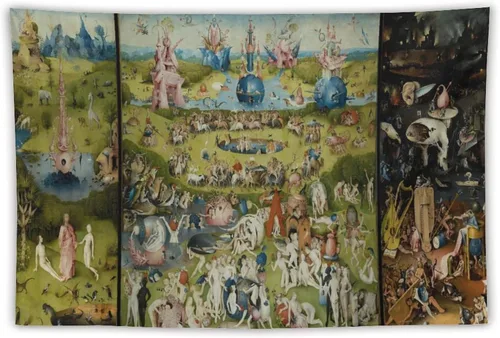 Miniatura 9 de Hieronymus Bosch Hieronymus Tapiz de pintura de fama mundial, tapiz de poliéster para decoración del hogar, dormitorio, decoración moderna, tapices