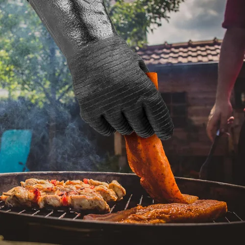 Miniatura 7 de GEEKHOM Guantes resistentes al calor de 14 pulgadas 932°F para asar a la parrilla, guantes de cocina impermeables de manga larga antideslizantes
