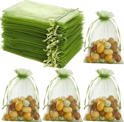 Miniatura 12 de Hopttreely 100 bolsas de organza transparentes premium, bolsas de regalo para bodas blancas, bolsas de joyería de 4 x 4.72 pulgadas para fiestas