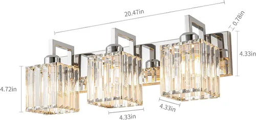 Miniatura 5 de Moderna lámpara de cristal para pared/tocador de baño, de 3 luces, color cromo Cromo torcido