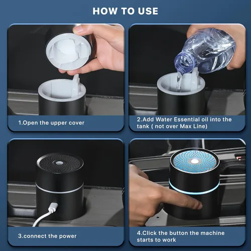 Miniatura 4 de Difusores de fragancia para coche, ambientadores, mini humidificador ultrasónico de niebla con alimentación USB, difusor de aceite para vehículos