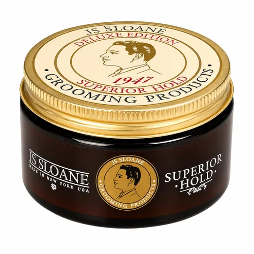JS Sloane Superior Hold Pomade - Crema de peinado de fijación fuerte, brillo medio, a base de agua, reutilizable todo el día, ideal para cabello