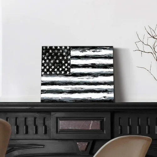 Miniatura 2 de SD SOFT DANCE Lienzo decorativo para pared, diseño de bandera americana, imagen patriótica de Estados Unidos, estrellas blancas y negras, pintura
