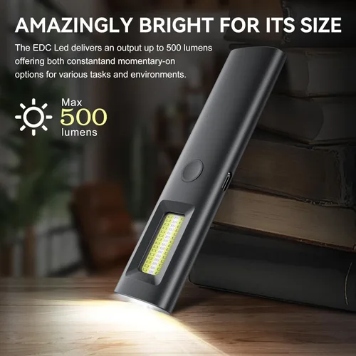 Miniatura 3 de Linterna plana EDC recargable de mano profesional con haz verde, combo de LED UV y blanco, 800 lúmenes, luces de bolsillo portátiles con imán/bolsa