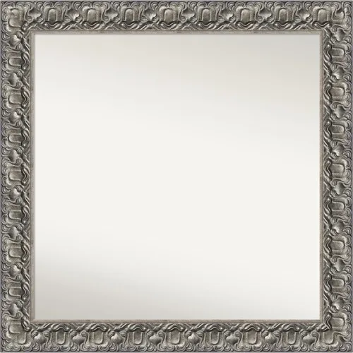 Miniatura 194 de Amanti Art Espejo de baño plateado para sobre fregadero, 26 x 26 pulgadas, espejo cuadrado de níquel pulido, marco de madera tradicional mediano, se