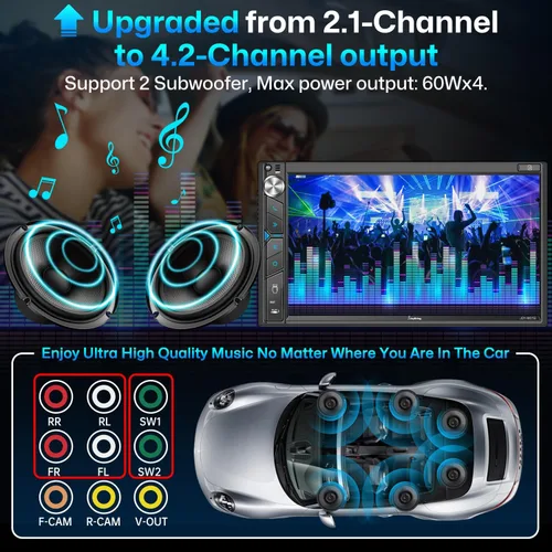 Miniatura 3 de Estéreo de auto doble DIN con cámara de salpicadero, control de voz Carplay, Android Auto, controles del volante, pantalla táctil HD de 7 pulgadas