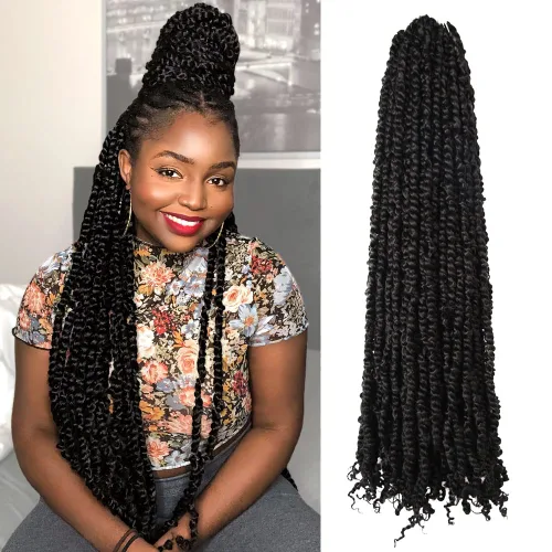 Miniatura 68 de BOHOBABE Cabello de Ganchillo Pre-retorcido Passion Twist de 14 Pulgadas Cabello Corto Ombré Gris Pre-enrollado de Ganchillo Passion Twist para Gris