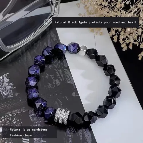 Miniatura 2 de HEFFY Black Raw Tourmaline Crystal Stone Necklace Pendant Amulet Pillar Pendant+Triple Protection Bracelet Hematite Obsidian Tiger Eye Bracelets for