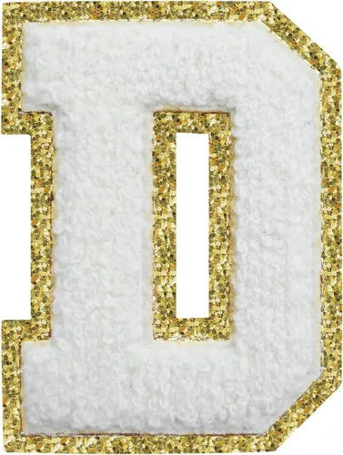Miniatura 55 de Parches de letras termo-adhesivas de felpilla para chaquetas, parches de letras universitarias con brillantina para planchar en la letra azul A
