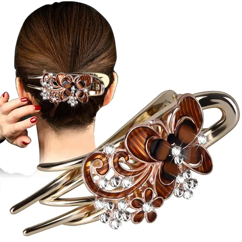 Miniatura 10 de Pinza de pelo trenzada con piedra de cristal brillante, pasador de pelo de gran tamaño con diamantes de imitación, accesorio de mariposa