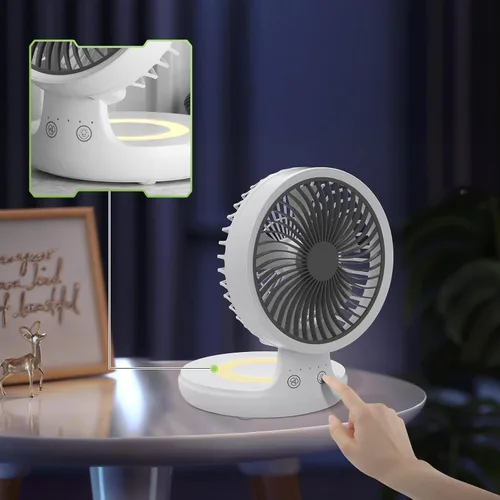 Miniatura 3 de Magshion Ventilador de escritorio plegable de 7.5 pulgadas con luz nocturna, ventilador pequeño oscilante de 120°, 4 velocidades, alimentado por USB
