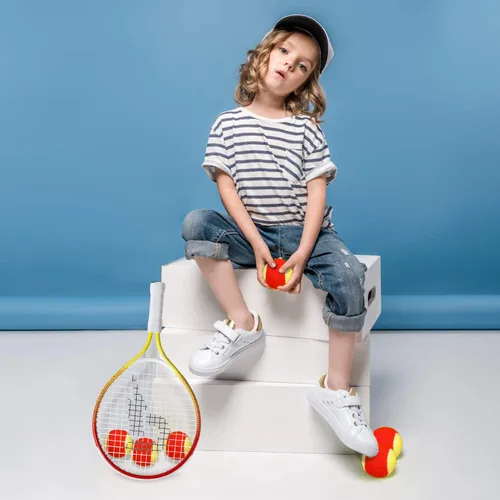 Miniatura 5 de Raqueta de tenis para niños de 17 a 25 pulgadas, el mejor kit de inicio para niños de 4 años en adelante con bolsa de correa para el hombro y mini