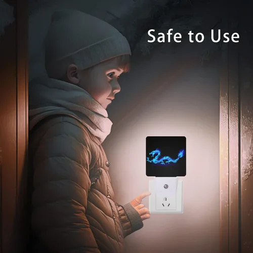 Miniatura 8 de Luz nocturna de dragón azul, luces nocturnas enchufables de 0.5 W, aptas para dormir, para niños y niñas, luz nocturna LED con sensor de atardecer a