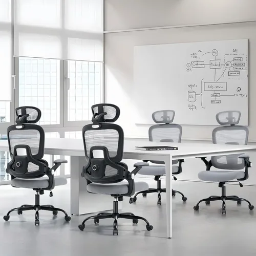 Miniatura 9 de Silla de oficina ergonómica, silla de escritorio de malla con soporte lumbar ajustable 2D, alivia el dolor de espalda durante largos días de trabajo