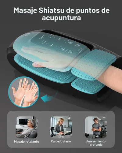 Miniatura 7 de ALLJOY Masajeador de manos para artritis y alivio del túnel carpiano, masajeador de manos inalámbrico con pantalla táctil con vibración y calor