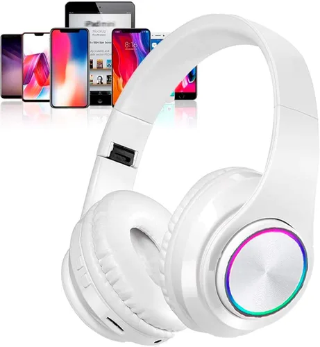Miniatura 10 de Auriculares Bluetooth sobre la oreja, auriculares con luces LED y micrófono incorporado, ligeros, Bluetooth 5.0, auriculares HiFi estéreo