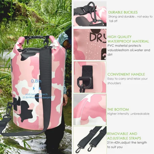 Miniatura 3 de YUMQUA Bolsas secas impermeables 5L/10L/20L/30L/40L para mujeres y hombres, bolsa seca flotante enrollable bolsa de almacenamiento impermeable