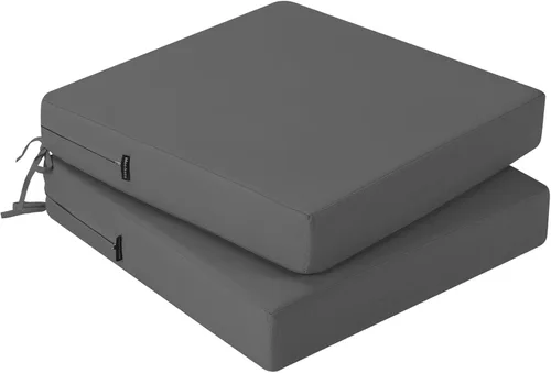Miniatura 11 de idee-home Juego de 2 cojines para sillas de exterior, cojines de asiento impermeables para muebles de patio, almohadilla de repuesto para silla