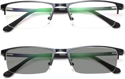 Miniatura 6 de COTIA/Gafas de lectura Fotocromáticas Turn Gray 2021 Hombres Metal Medio marco Presbicia Gafas Negro