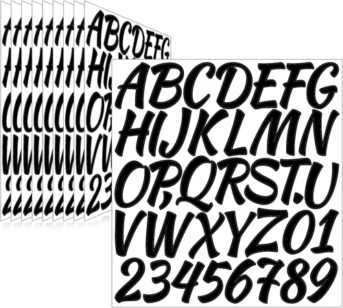 Miniatura 14 de 780 piezas de 10 hojas de calcomanías de letras, calcomanías de alfabeto de buzón de vinilo, calcomanías autoadhesivas impermeables para buzón, Rojo