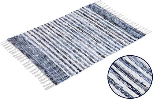 Miniatura 12 de COZY TRENDS Alfombra trenzada a mano, estilo indio, tradicional, colorido, de algodón, Chindi, decoración del hogar, 24 x 36 pulgadas, con flecos