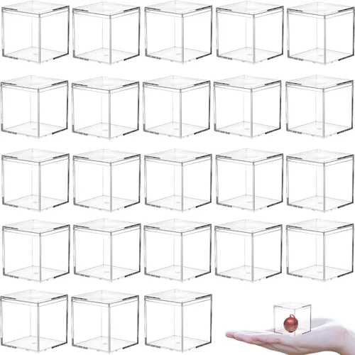 Miniatura 30 de KissYou Caja de acrílico para caramelos, cajas de exhibición transparentes con tapa de plástico pequeño, cubo cuadrado de plástico, caja