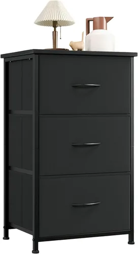 Miniatura 31 de Somdot - Cómoda estrecha con 4 cajones, cómoda delgada con cajones de tela extraíbles para armario, espacios pequeños, baño, dormitorio, lavandería