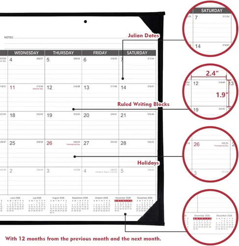 Miniatura 4 de Calendario de escritorio 2026-2027, calendario de escritorio de embalaje en rollo 2026-2027, julio de 2026 a diciembre de 2027, calendario