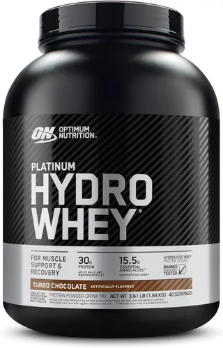 Optimum Nutrition Polvo de Proteína Platinum Hydrowhey, 100% Proteína de suero aislado hidrolizada en polvo, sabor: Turbo Chocolate, 40 porciones,