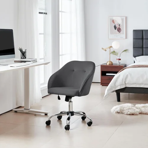 Miniatura 8 de Yaheetech Silla de oficina de altura ajustable con respaldo medio, giratoria, grande, silla de escritorio, silla de computadora con ruedas