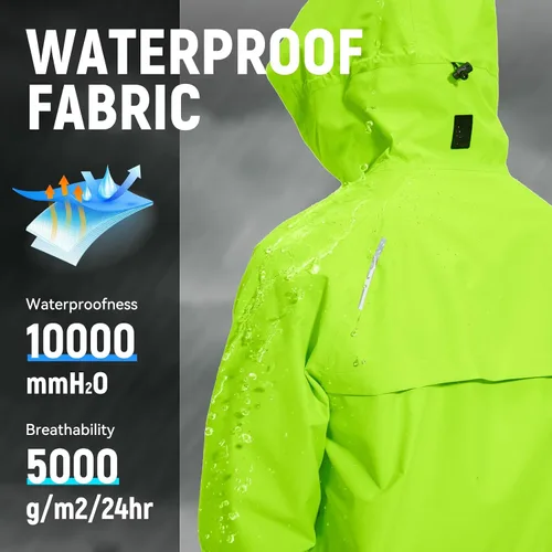 Miniatura 3 de BALEAF Chaqueta impermeable de ciclismo para hombre, rompevientos, plegable, equipo de correr, ligero, reflectante