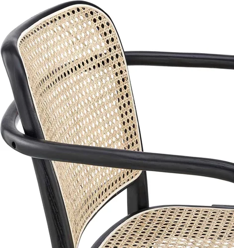 Miniatura 8 de Modway Winona - Asiento de mimbre de madera de olmo, silla de comedor - Juego de 2, color negro