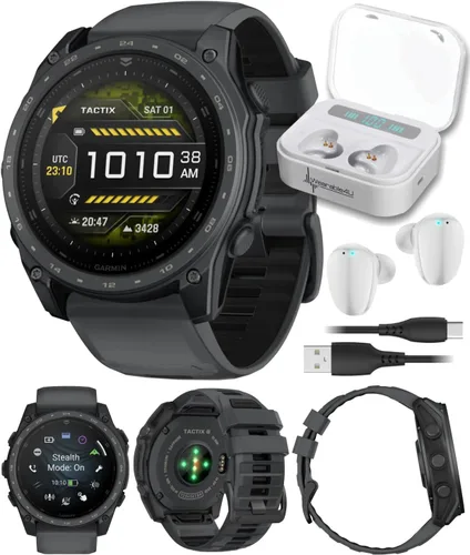 Miniatura 12 de Garmin Tactix 8 Cerakоtе de 2.008 in, reloj inteligente táctico con GPS premium, pantalla AMOLED, solucionador de balística aplicada, paquete