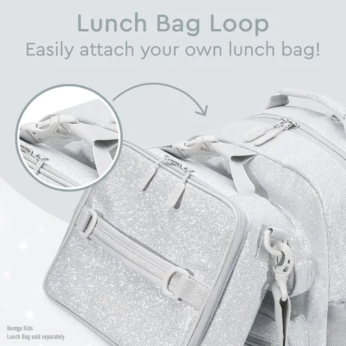 Miniatura 4 de Bentgo Mochila para niños - Mochila ligera y duradera de 14 pulgadas, Glitter Edition - Plata