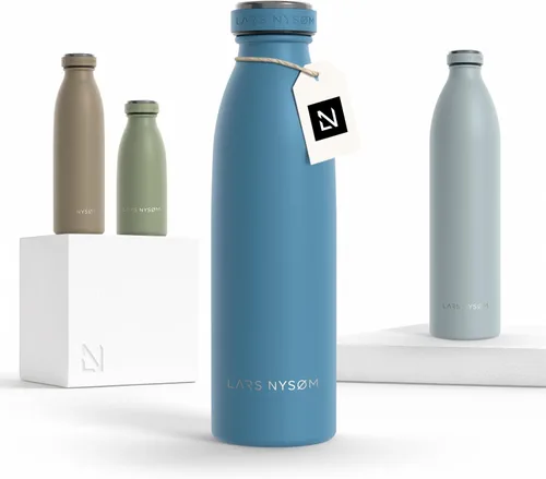 Miniatura 25 de LARS NYSØM Botella de agua XL de acero inoxidable aislada 12oz 17oz 25oz 34oz 51oz Botella térmica aislada para bebidas calientes y frías Azul