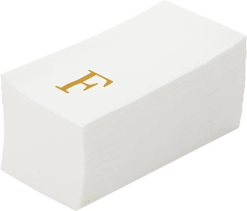 Miniatura 25 de Luxenap Toallas de invitados de tacto de lino de 15.8 X 7.9 pulgadas, 50 toallas de mano con letras - Letra dorada "S", fuente sans serif