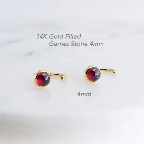 Miniatura 13 de Half Huggie Gold Hoop Earrings for Girls Women Tiny Cartilage Birthstone Stud Piercing Earring Hypoallergenic Earring Screw Back Dainty Hug Hoops