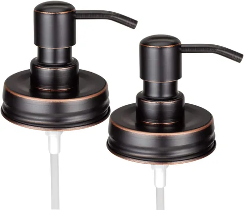 Miniatura 5 de Jarmazing Products Tapas dispensadoras de jabón para tarros de masón negro, paquete de un paquete, para todos los frascos de conservas de boca Acero