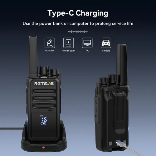 Miniatura 6 de Retevis RT68H Walkie Talkies para adultos, radio de 2 vías de largo alcance, intuitivo, canal, pantalla de energía, VOX manos libres, bloqueo