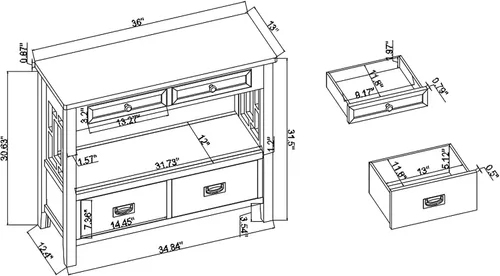 Miniatura 2 de Mesa consola de granja con 4 cajones y estante de almacenamiento, mesa de entrada de madera, sofá, aparador para sala de estar, cocina, comedor