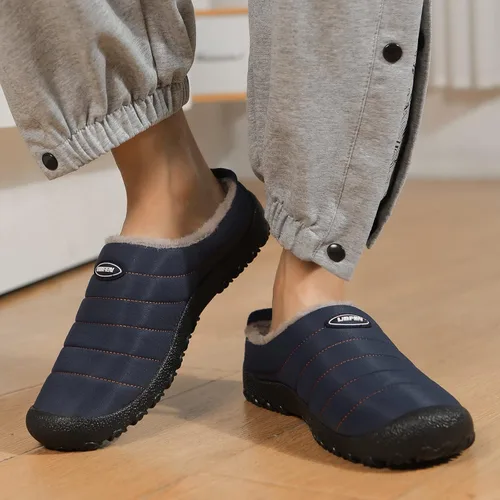 Miniatura 3 de UBFEN - Pantuflas cálidas de invierno para hombre y mujer con forro de felpa mullida, zapatos de casa con suela de caucho antideslizante