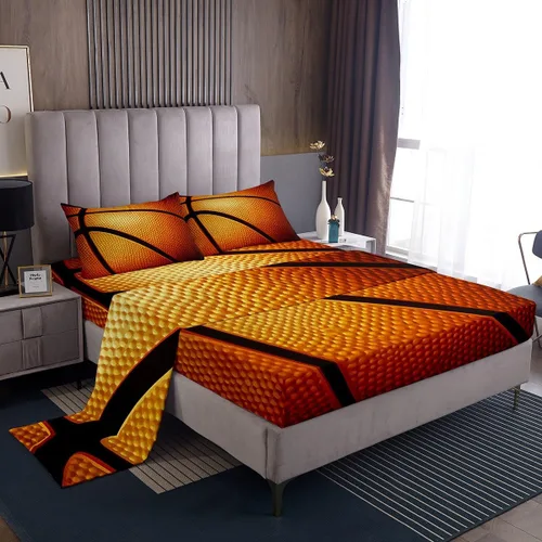 Miniatura 33 de Feelyou Football Bed Sheets Set Twin Size Basketball Sports Deep Pocket Fitted Sheet Soccer Ball Game Bedding Sets Black Baseball Gaming Soft Bed